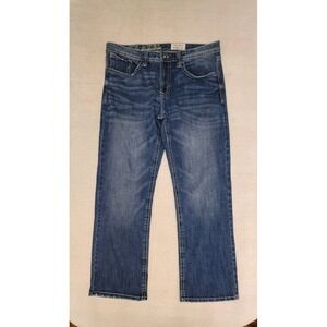 TK‎ Axel Bootcut Jeans Men 36x32 Blue Whiskered Thick Stitch Western Cowboy
